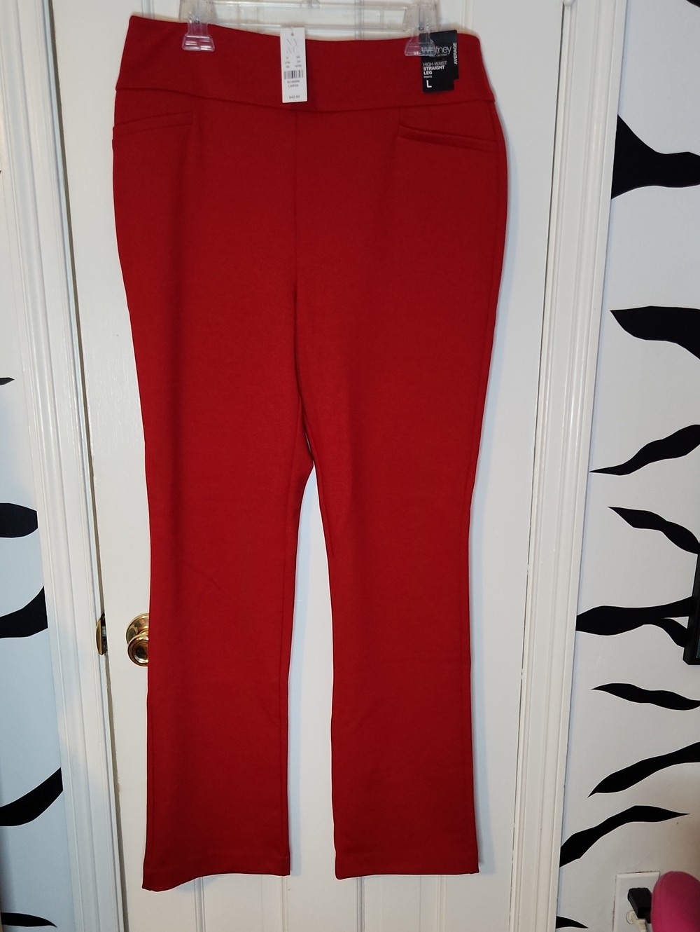 New York & Co Red Ponte Kick Flare Pants